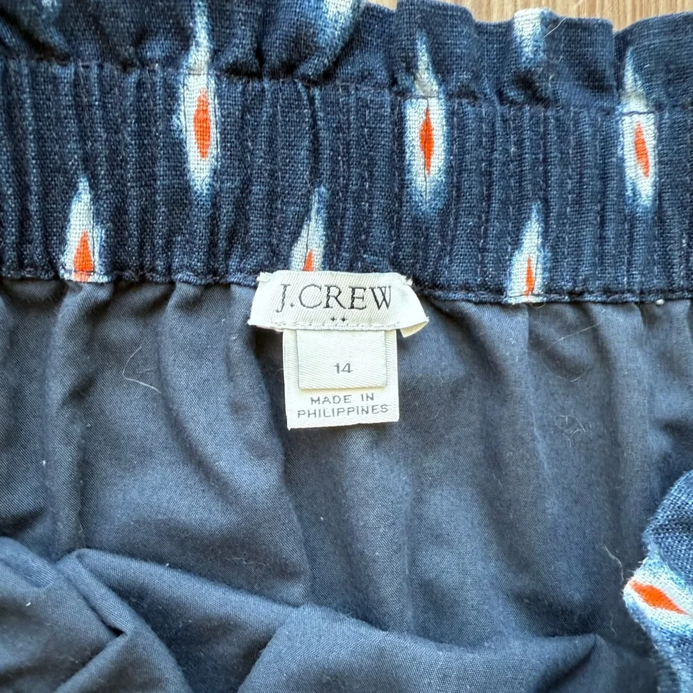 J. Crew Navy Patterned Scallop Hem Women's Skirt - Size 14